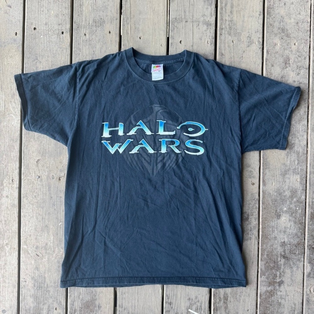 Fruit of the Loom Halo Wars Video Game Promo T-Shirt Black Graphic Tee Mens L